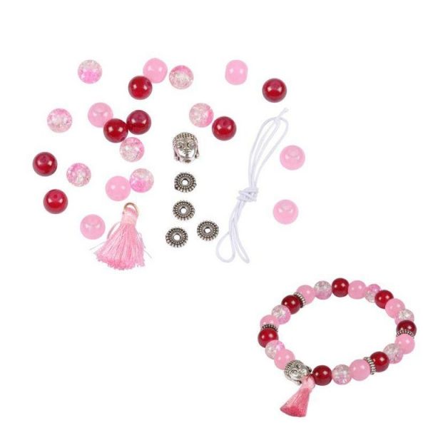 Paris Prix Kit Bracelet 21 Perles Verres 0,8cm Rose 1