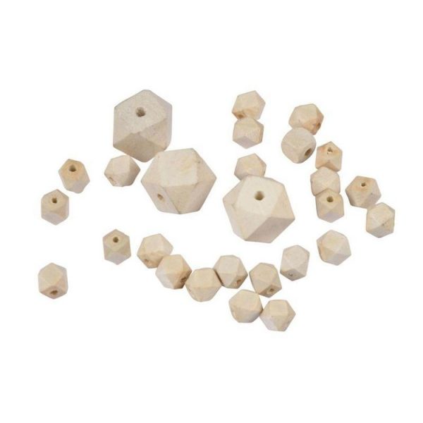 Paris Prix Lot De 27 Perles En Bois Diamant 1-2cm Naturel 1