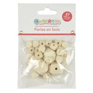 Paris Prix Lot De 27 Perles En Bois Diamant 1-2cm Naturel 6