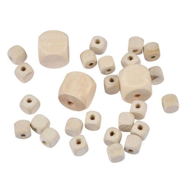 Paris Prix Lot De 27 Perles En Bois Cube 1-2cm Naturel 1