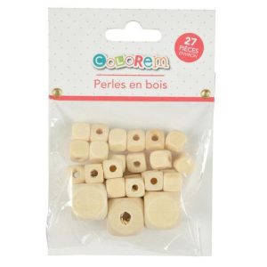 Paris Prix Lot De 27 Perles En Bois Cube 1-2cm Naturel 6