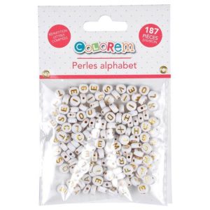 Paris Prix Lot De 187 Perles Rondes Alphabet 0,6cm Blanc & Or 6