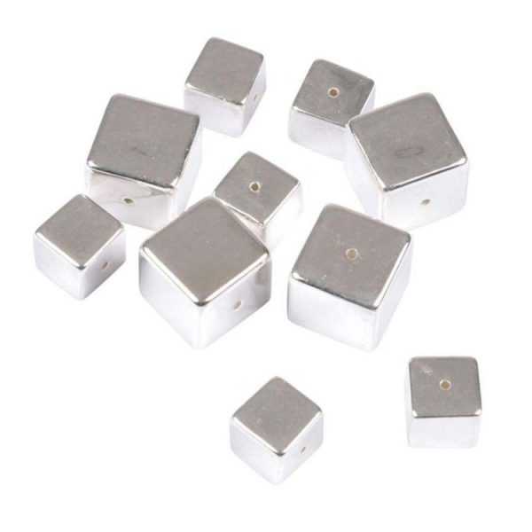 Paris Prix Lot De 10 Perles Cube Effet Métal 1-1,5cm Argent 1