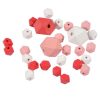 Paris Prix Lot De 27 Perles En Bois Diamant 1-2cm Corail & Blanc 7