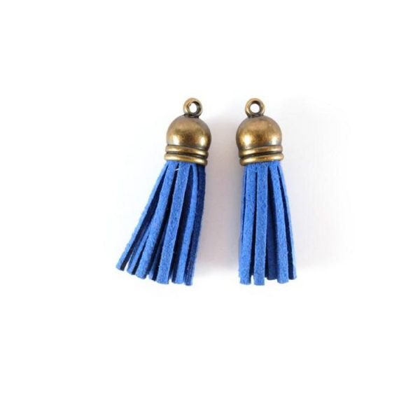 Graine Créative 2 Minis Pompons En Suédine 4 M – Bleu 1