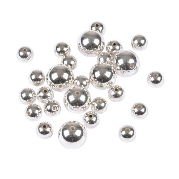 Paris Prix Lot De 26 Perles Rondes Effet Métal 1-1,5cm Argent 1