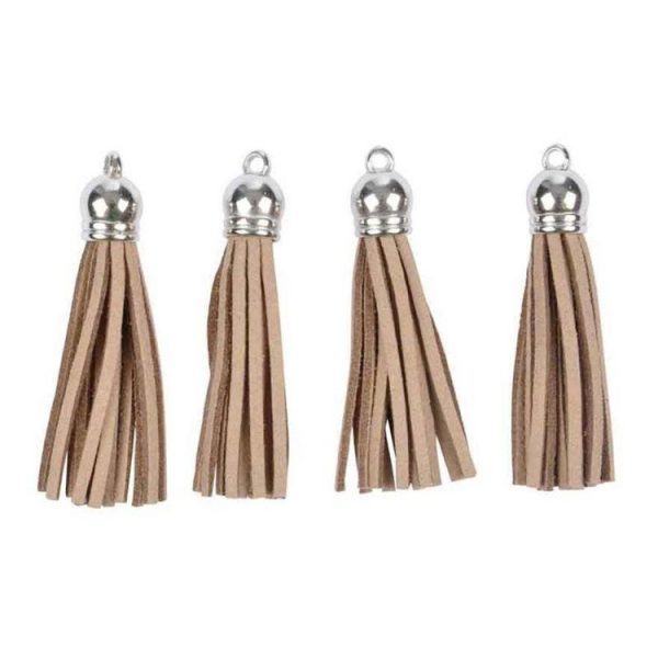 Paris Prix Lot De 4 Pompons Pour Bijoux Bracelet 6cm Beige 1