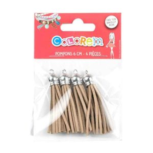 Paris Prix Lot De 4 Pompons Pour Bijoux Bracelet 6cm Beige 6