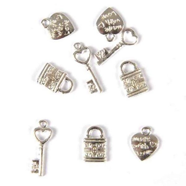 Paris Prix Lot De 9 Charms En Métal Romance Argent 1