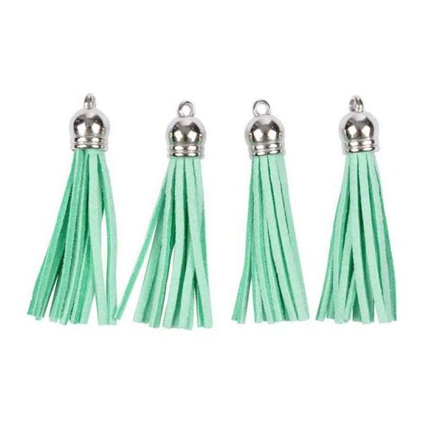 Paris Prix Lot De 4 Pompons Pour Bijoux Bracelet 6cm Menthe 1