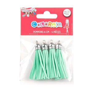 Paris Prix Lot De 4 Pompons Pour Bijoux Bracelet 6cm Menthe 6