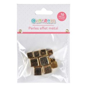 Paris Prix Lot De 10 Perles Cube Effet Métal 1-1,5cm Or 6