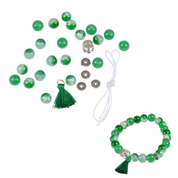 Paris Prix Kit Bracelet 21 Perles Verres 0,8cm Vert Foncé 1