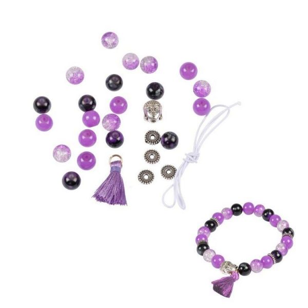 Paris Prix Kit Bracelet 21 Perles Verres 0,8cm Violet 1