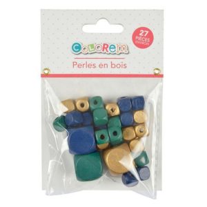 Paris Prix Lot De 27 Perles En Bois Cube 1-2cm Bleu Paon 6