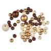 Paris Prix Lot De 63 Perles Rondes Bois 1-2cm Beige & Or 10