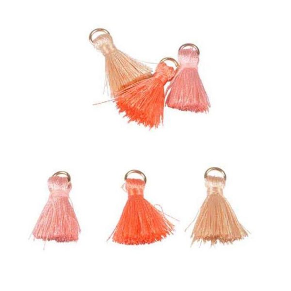 Paris Prix Lot De 6 Mini Pompons Bijoux 1cm Rose & Corail 1