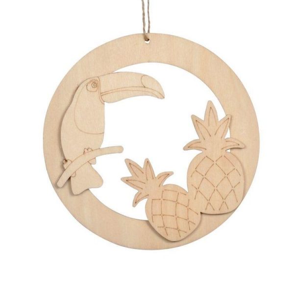 Paris Prix Décoration En Bois Ananas & Toucan 14cm Naturel 1