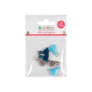 Paris Prix Lot De 6 Mini Pompons Bijoux 1cm Bleu & Gris 6