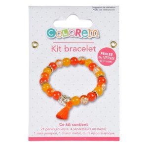 Paris Prix Kit Bracelet 21 Perles Verres 0,8cm Orange Ambre 6