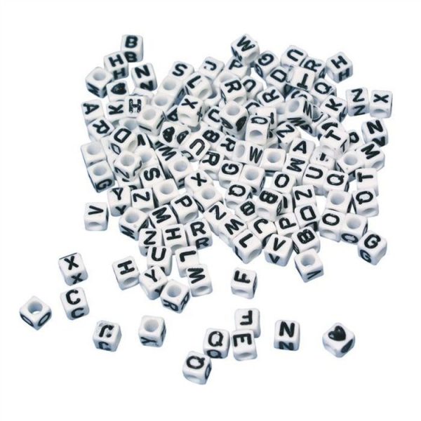 Rayher Perles Alphabet Carrées Blanches 5 X 5 Mm 1