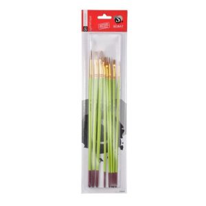 Paris Prix Lot De 8 Pinceaux Apprentissage Acrylique 30cm Vert 6