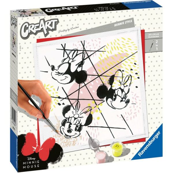 RAVENSBURGER Tableau Minnie Style / Disney Minnie Mouse – CreArt – Carré 20×20 Cm 1