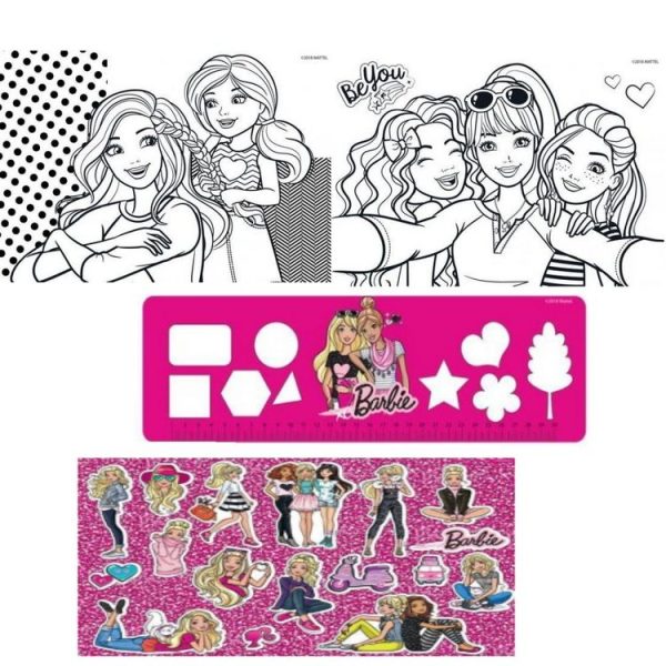 Cahier De Dessin Barbie Livre De Coloriage Stickers Regle Pochoir Disney 4