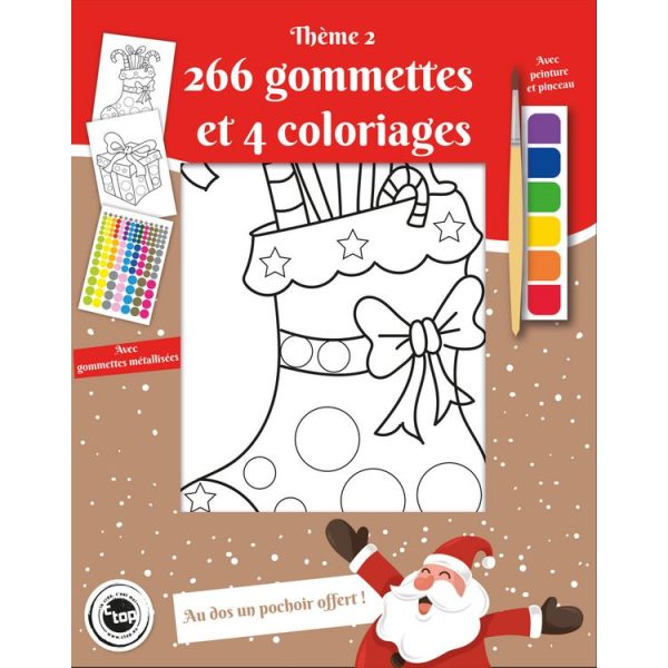 MegaCrea Coloriage Avec Peinture Pinceau Et Gommettes Motif De Noël 2 1