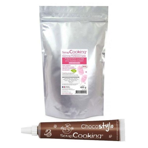 SCRAPCOOKING Préparation Pour Barbe à Papa Rose 400 G + 1 Stylo Chocolat 1