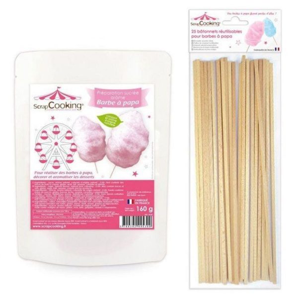 SCRAPCOOKING Préparation Barbe à Papa Rose 160 G + 25 Bâtonnets 1