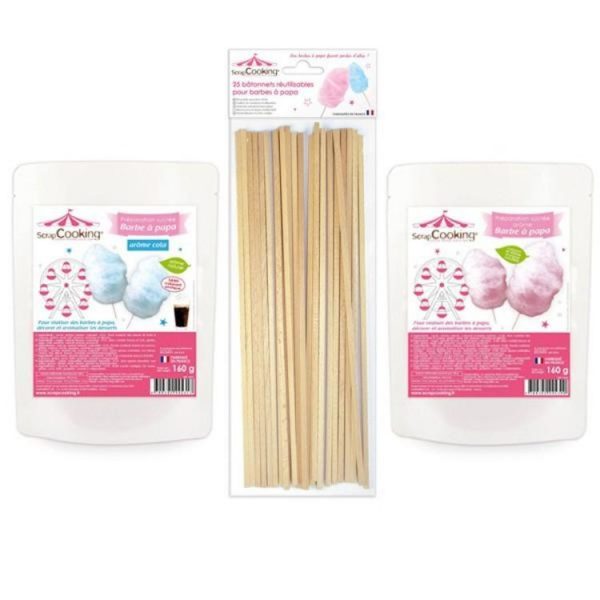 SCRAPCOOKING Coffret Barbe à Papa Bleu & Rose + Bâtonnets 1