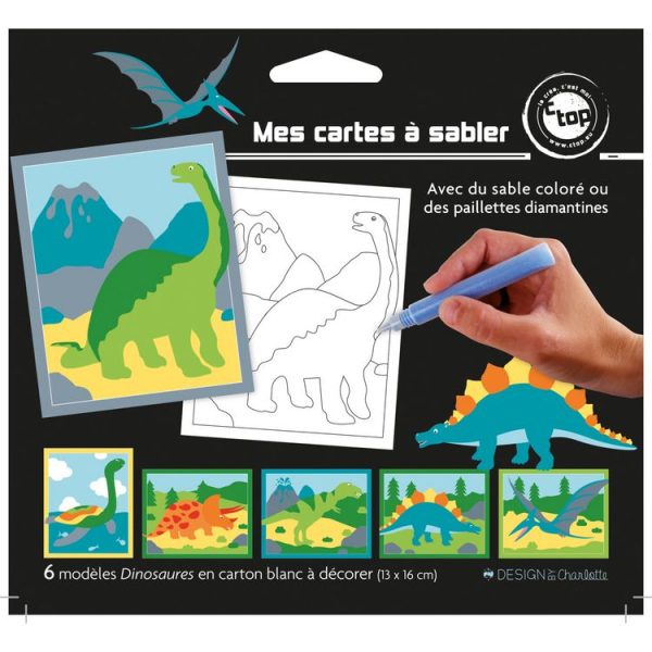 MegaCrea Cartes Sable Ou Paillette Dinosaures X 6 Pièces Activités Enfant 1