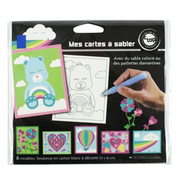 MegaCrea Cartes Sable Ou Paillette Tendresse X 6 Pièces Activités Enfant 1