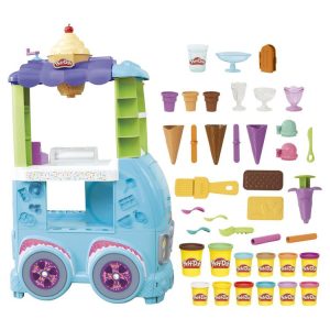 HASBRO Play-Doh Camion De Glace Géant, 27 Accessoires Et 12 Pots De Pâte à Modeler, Sons Réalistes 9