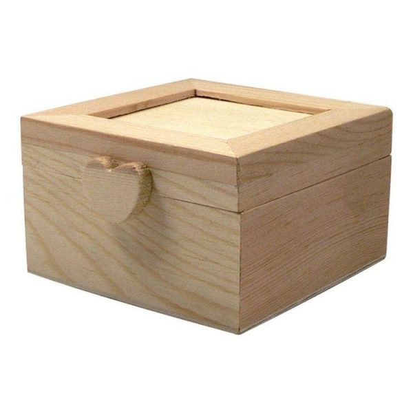 Paris Prix Boîte Déco En Bois Cube Cœur 7cm Naturel 1