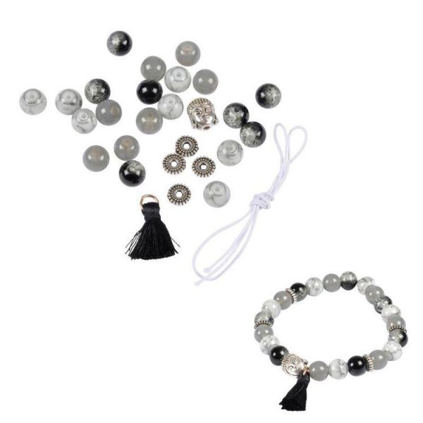 Paris Prix Kit Bracelet 21 Perles Verres 0,8cm Gris & Noir 1