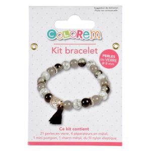 Paris Prix Kit Bracelet 21 Perles Verres 0,8cm Gris & Noir 6