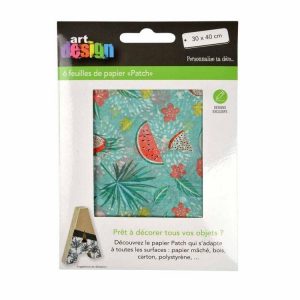 Paris Prix Lot De 6 Feuilles De Papier Patch Happy Fruits 30x40cm Bleu 6