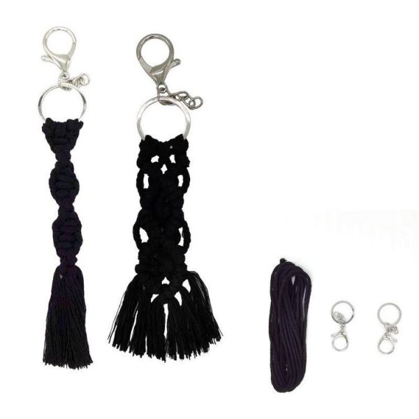 Paris Prix Kit Macramé 2 Porte-Clés 20cm Noir 1