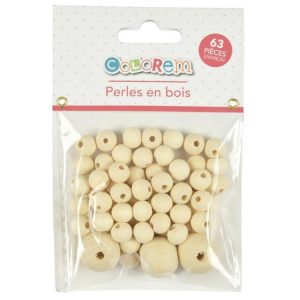 Paris Prix Lot De 63 Perles Rondes Bois 1-2cm Naturel 6